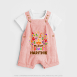 My First Diwali Crackers Celebration Dungaree  - PEACH - 0 - 5 Months Old (Chest 18")