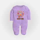 My First Diwali Crackers Celebration Full Body Suit  - LILAC - New Born (Chest 7.5")