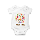 My First Diwali Crackers Celebration Romper  - WHITE - New Born (Chest 14")