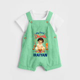 My First Diwali Pooja Celebration Dungaree  - GREEN - 0 - 5 Months Old (Chest 18")