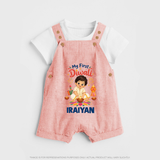 My First Diwali Pooja Celebration Dungaree  - PEACH - 0 - 5 Months Old (Chest 18")