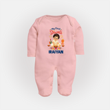 My First Diwali Pooja Celebration Full Body Suit  - BABY PINK - New Born (Chest 7.5")