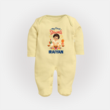 My First Diwali Pooja Celebration Full Body Suit  - PASTEL YELLOW - New Born (Chest 7.5")