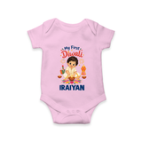 My First Diwali Pooja Celebration Romper  - BABY PINK - New Born (Chest 14")