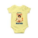 My First Diwali Pooja Celebration Romper  - PASTEL YELLOW - New Born (Chest 14")
