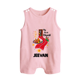 My First Diwali Doorway Celebration Button Romper  - BABY PINK - New Born (Chest 18")
