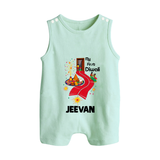 My First Diwali Doorway Celebration Button Romper  - MINT GREEN - New Born (Chest 18")