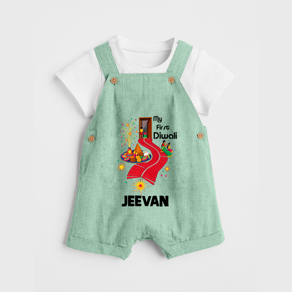 My First Diwali Doorway Celebration Dungaree  - MINT GREEN - 0 - 5 Months Old (Chest 18")