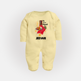 My First Diwali Doorway Celebration Full Body Suit  - PASTEL YELLOW - New Born (Chest 7.5")
