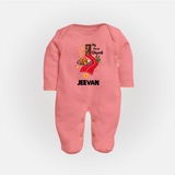 My First Diwali Doorway Celebration Full Body Suit  - PEACH - New Born (Chest 7.5")