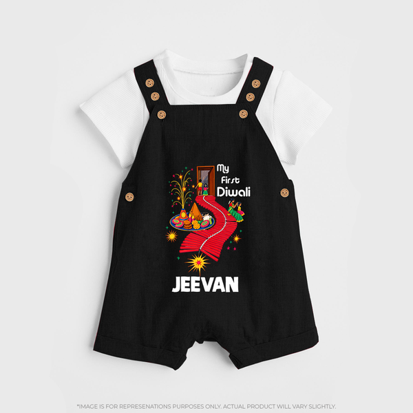 My First Diwali Doorway Celebration Dungaree  - BLACK - 0 - 5 Months Old (Chest 18")