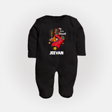 My First Diwali Doorway Celebration Full Body Suit  - BLACK - New Born (Chest 7.5")