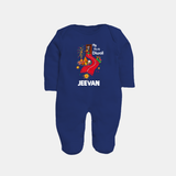 My First Diwali Doorway Celebration Full Body Suit  - NAVY BLUE - New Born (Chest 7.5")