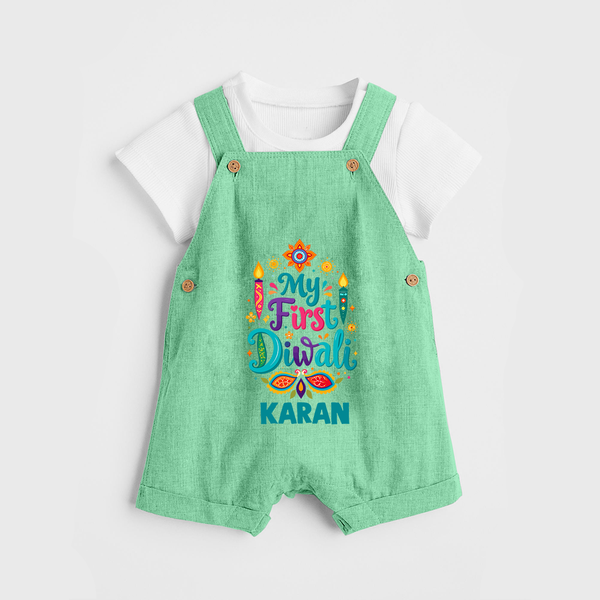 My First Diwali Festive Glow Dungaree  - GREEN - 0 - 5 Months Old (Chest 18")