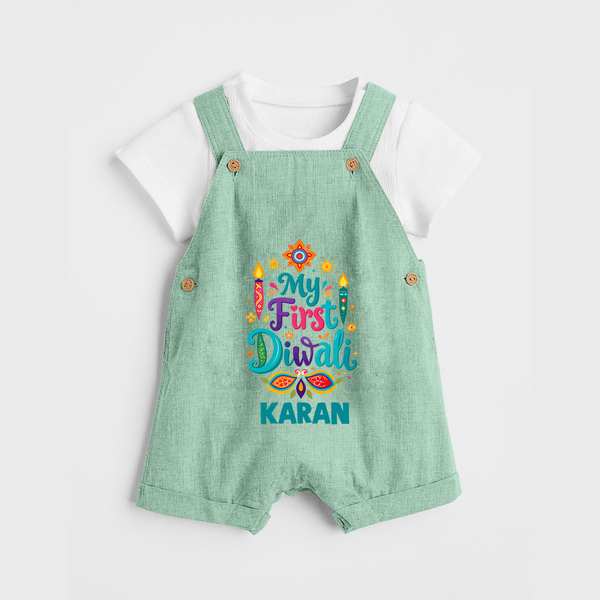 My First Diwali Festive Glow Dungaree  - MINT GREEN - 0 - 5 Months Old (Chest 18")