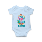 My First Diwali Festive Glow Romper  - BABY BLUE - New Born (Chest 14")