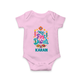 My First Diwali Festive Glow Romper  - BABY PINK - New Born (Chest 14")