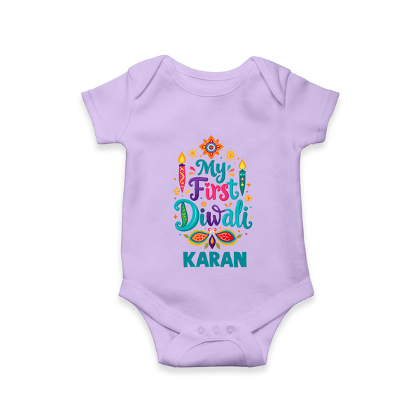 My First Diwali Festive Glow Romper  - LILAC - New Born (Chest 14")