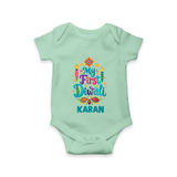My First Diwali Festive Glow Romper  - MINT GREEN - New Born (Chest 14")