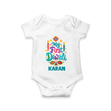 My First Diwali Festive Glow Romper  - WHITE - New Born (Chest 14")