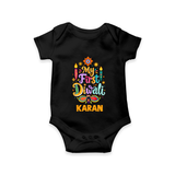 My First Diwali Festive Glow Romper  - BLACK - New Born (Chest 14")