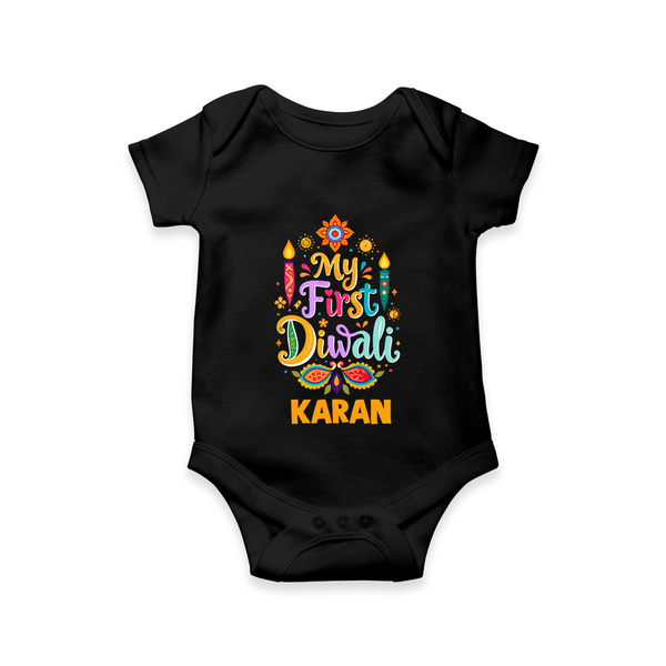 My First Diwali Festive Glow Romper  - BLACK - New Born (Chest 14")