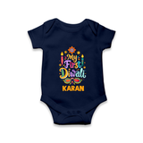 My First Diwali Festive Glow Romper  - NAVY BLUE - New Born (Chest 14")