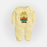 My First Diwali Diya Celebration Full Body Suit  - PASTEL YELLOW - New Born (Chest 7.5")