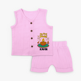 My First Diwali Diya Celebration Jabla Set  - BABY PINK - 0 - 3 Months Old (Chest 9.8")