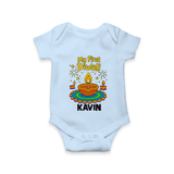 My First Diwali Diya Celebration Romper  - BABY BLUE - New Born (Chest 14")