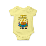 My First Diwali Diya Celebration Romper  - PASTEL YELLOW - New Born (Chest 14")