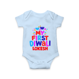 My First Diwali Colorful Lights Romper  - BABY BLUE - New Born (Chest 14")