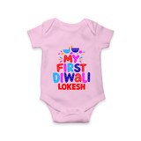 My First Diwali Colorful Lights Romper  - BABY PINK - New Born (Chest 14")