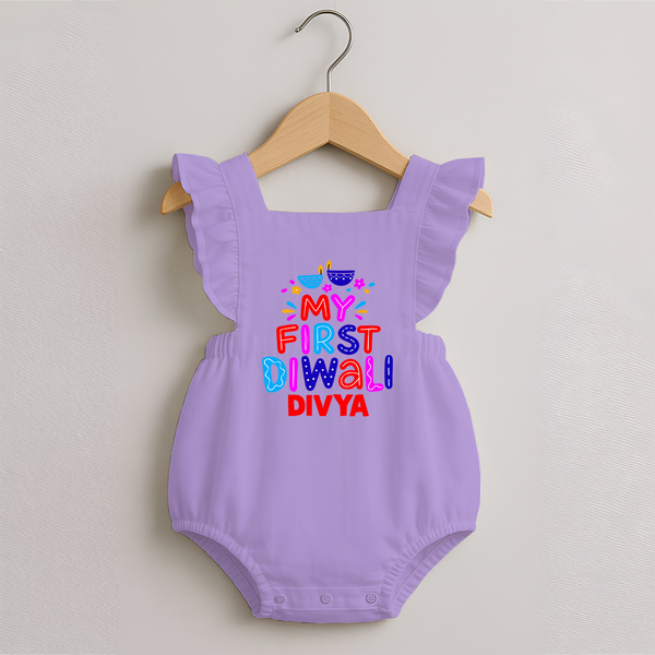 My First Diwali Colorful Lights Romper Frock  - LILAC - 0 - 3 Months Old (Chest 19")