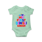 My First Diwali Colorful Lights Romper  - MINT GREEN - New Born (Chest 14")