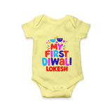 My First Diwali Colorful Lights Romper  - PASTEL YELLOW - New Born (Chest 14")