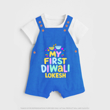 My First Diwali Colorful Lights Dungaree  - COBALT BLUE - 0 - 5 Months Old (Chest 18")