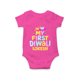 My First Diwali Colorful Lights Romper  - HOT PINK - New Born (Chest 14")