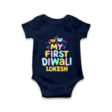 My First Diwali Colorful Lights Romper  - NAVY BLUE - New Born (Chest 14")
