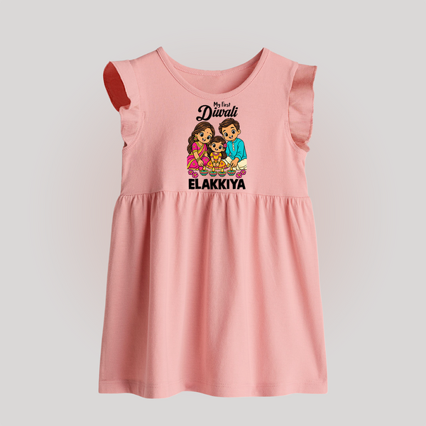 My First Diwali Family Celebration Baby Frock  - BABY PINK - 0 - 3 Months Old (Chest 17")