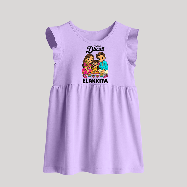 My First Diwali Family Celebration Baby Frock  - LILAC - 0 - 3 Months Old (Chest 17")