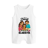 My First Diwali Family Celebration Button Romper  - WHITE - New Born (Chest 18")