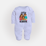 My First Diwali Family Celebration Full Body Suit  - BABY BLUE - New Born (Chest 7.5")