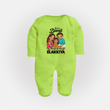 My First Diwali Family Celebration Full Body Suit  - LIME GREEN - New Born (Chest 7.5")