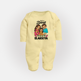 My First Diwali Family Celebration Full Body Suit  - PASTEL YELLOW - New Born (Chest 7.5")