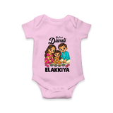 My First Diwali Family Celebration Romper  - BABY PINK - New Born (Chest 14")