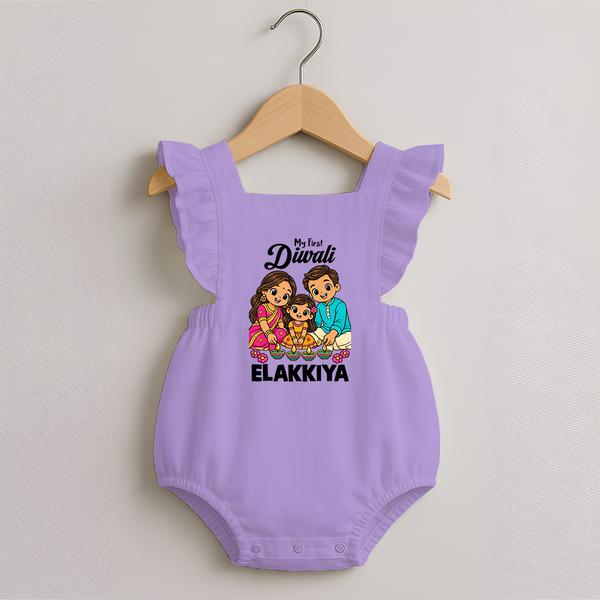 My First Diwali Family Celebration Romper Frock  - LILAC - 0 - 3 Months Old (Chest 19")