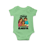 My First Diwali Family Celebration Romper  - GREEN - New Born (Chest 14")