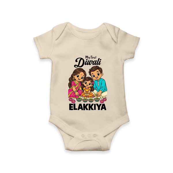 My First Diwali Family Celebration Romper  - IVORY - New Born (Chest 14")
