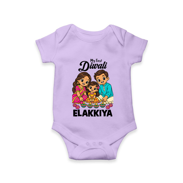 My First Diwali Family Celebration Romper  - LILAC - New Born (Chest 14")